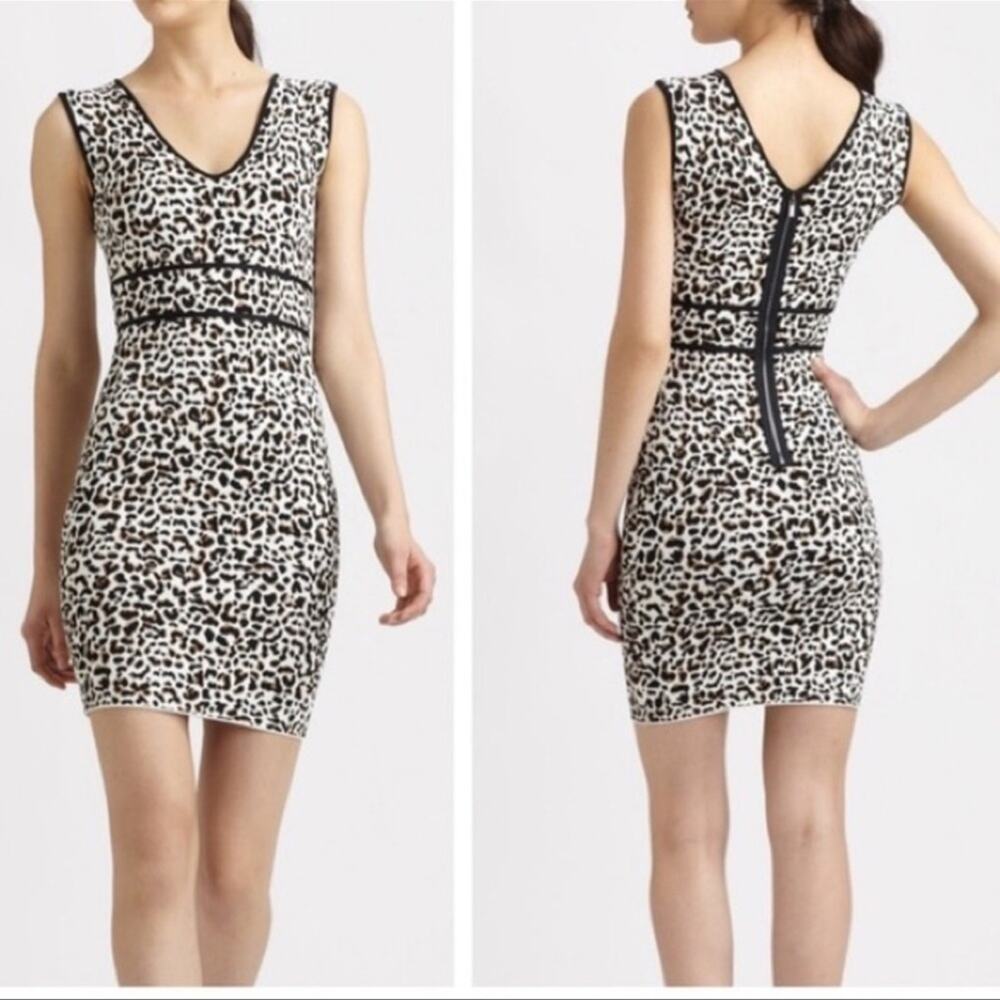 BCBG Max Azria Fancy Leopard Bodycon Dress Size M